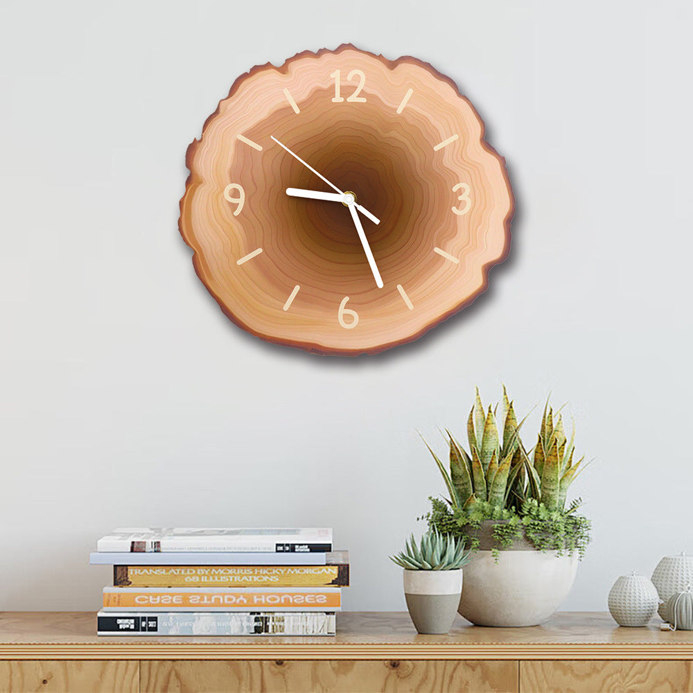 # Silent Quartz Wall Clock with Wood Grain Tree Grain Pattern