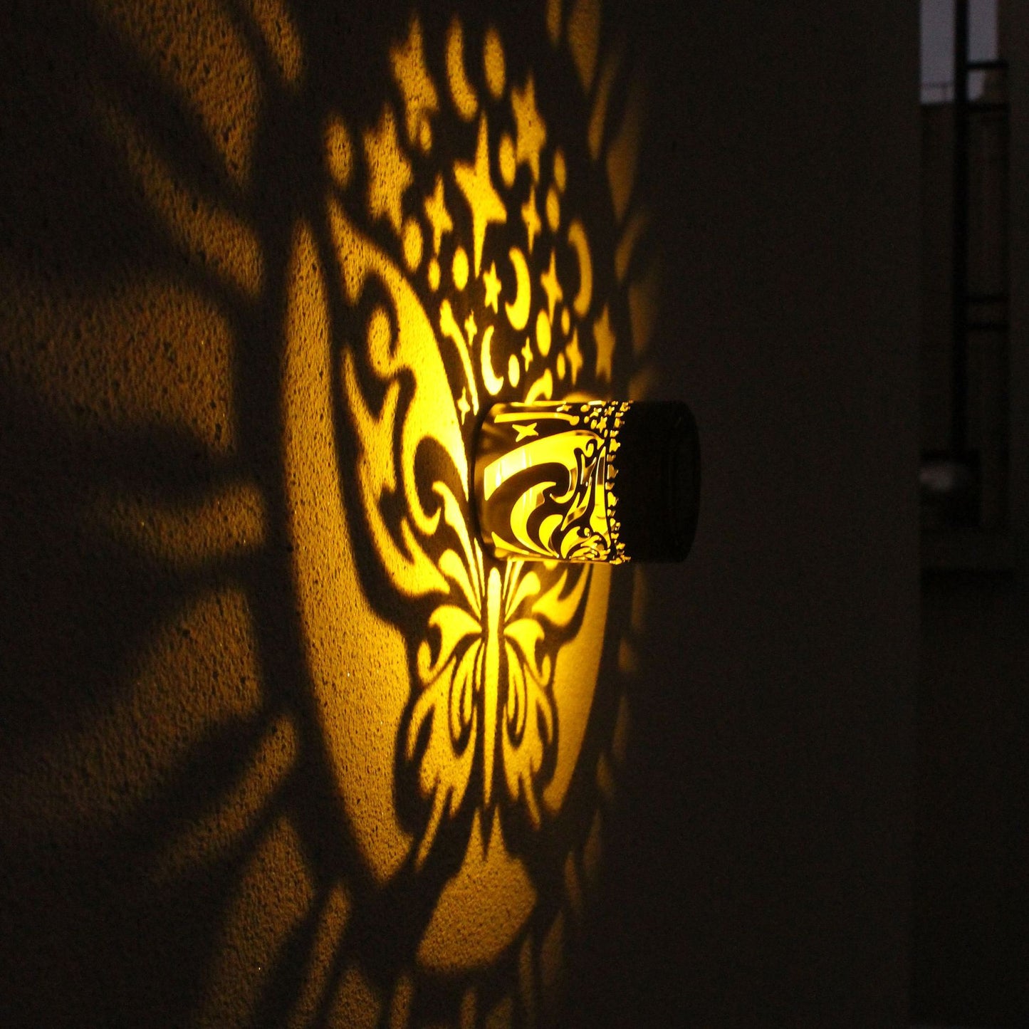 Solar-Powered Wall-Mounted Perforated Projector Light