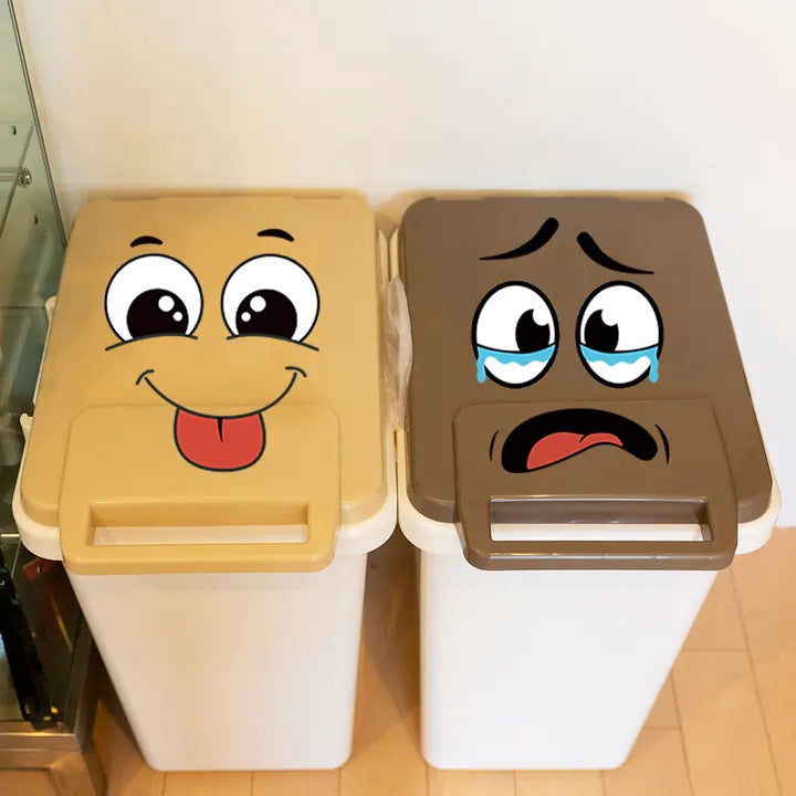 # Funny Smiley Face Toilet and Trash Can Decorative Stickers