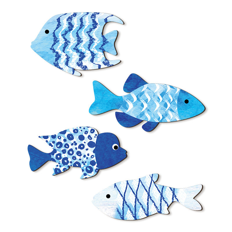 Beach Fish-Shaped Bathroom Wall Decor Set