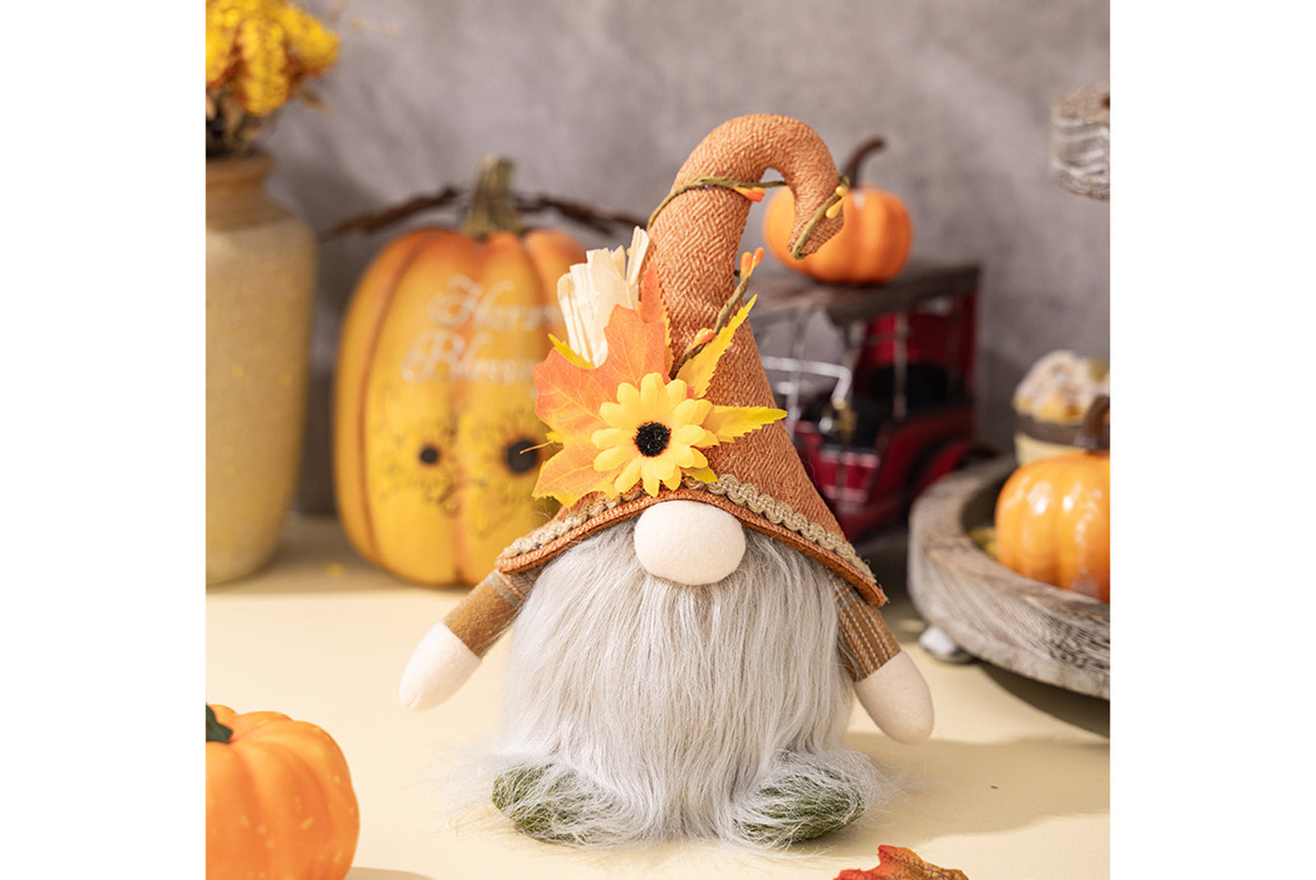 Rudolph Gnomes with Sunflower Hat and Lights