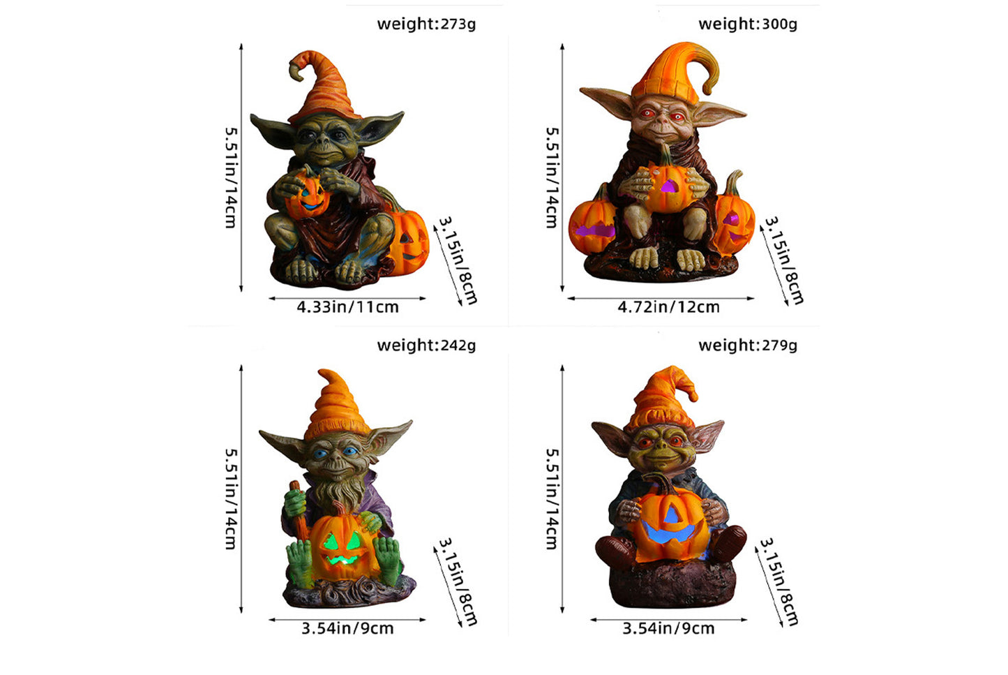 Halloween Pumpkin Lantern Resin Ornament | Glowing Gnome Doll