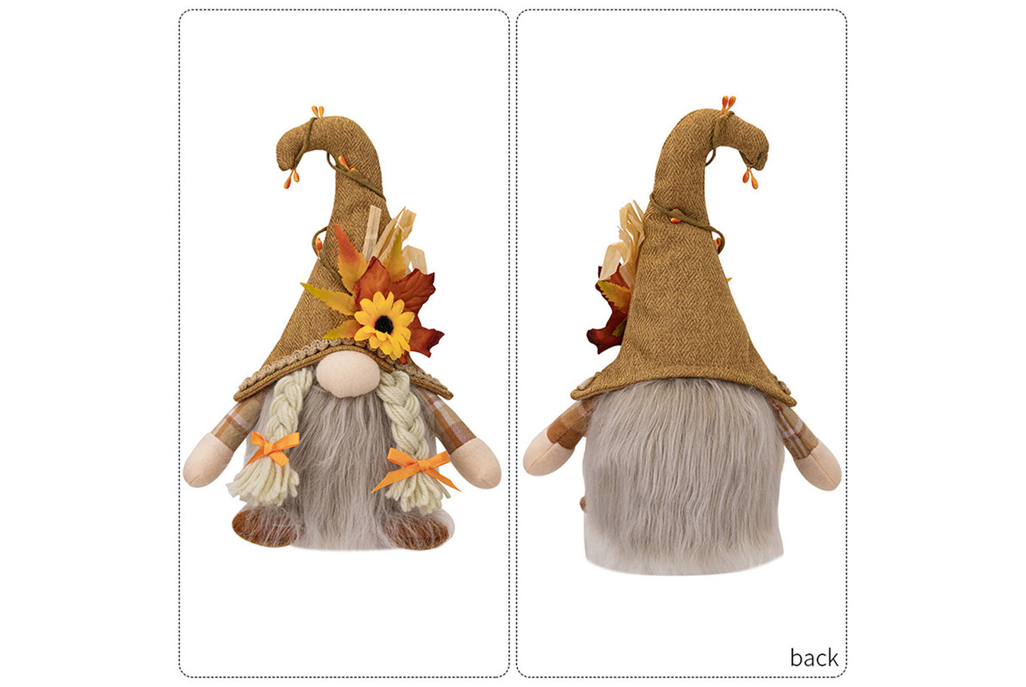 Rudolph Gnomes with Sunflower Hat and Lights