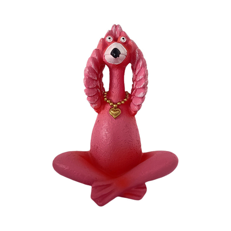 Outdoor Decoration Flamingo Yoga Meditation Statue Garden Ornament -3 Shapes