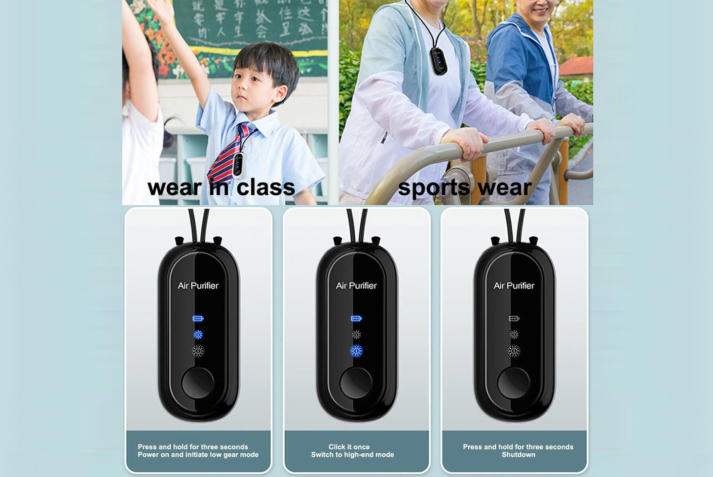 Mini neck-hanging air purifier