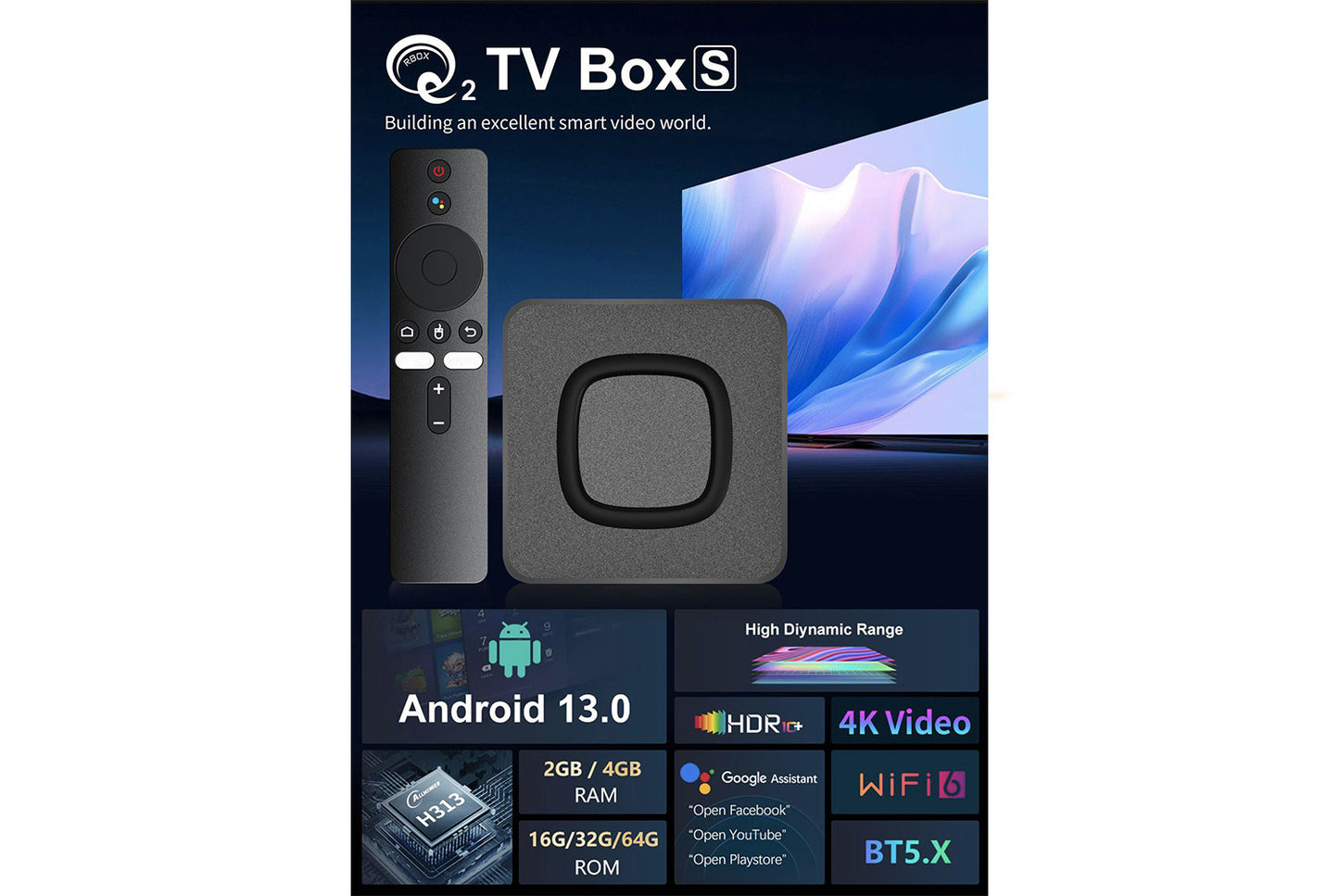 **Q2 Android 14 Smart TV Box 4K HD Internet Set-Top Box**