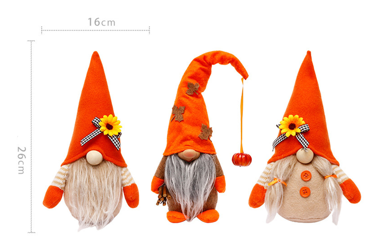 **Autumn Harvest Festival Faceless Doll Standing Sunflower and Pumpkin Ornament**
