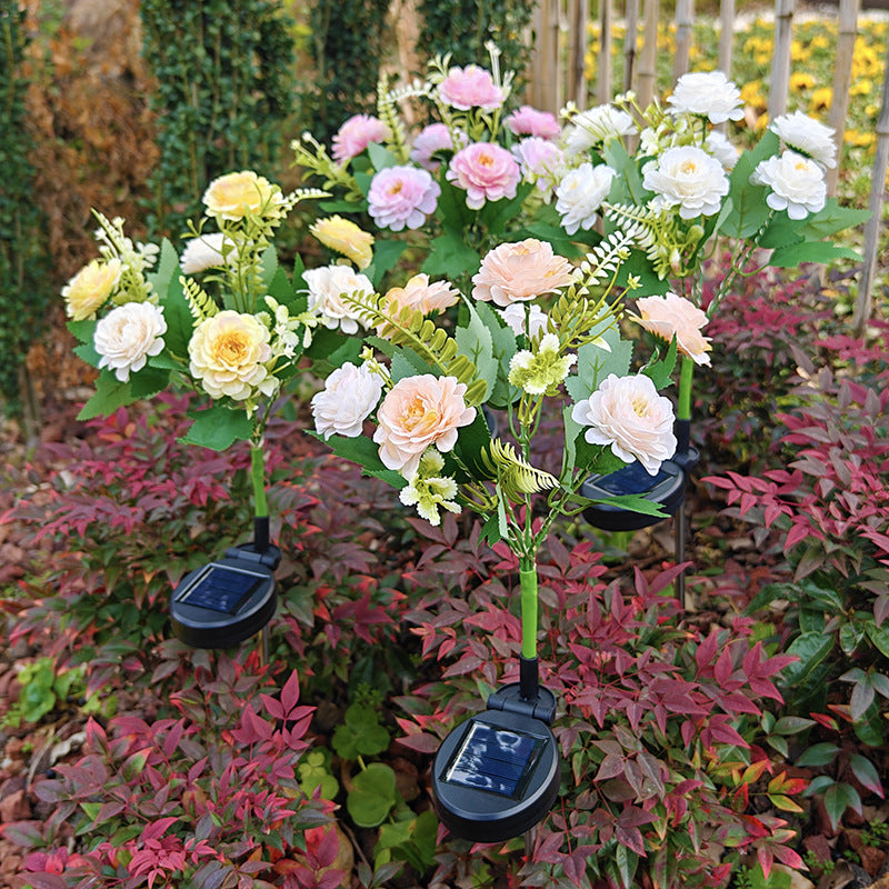 7-head solar LED outdoor simulation hibiscus lantern