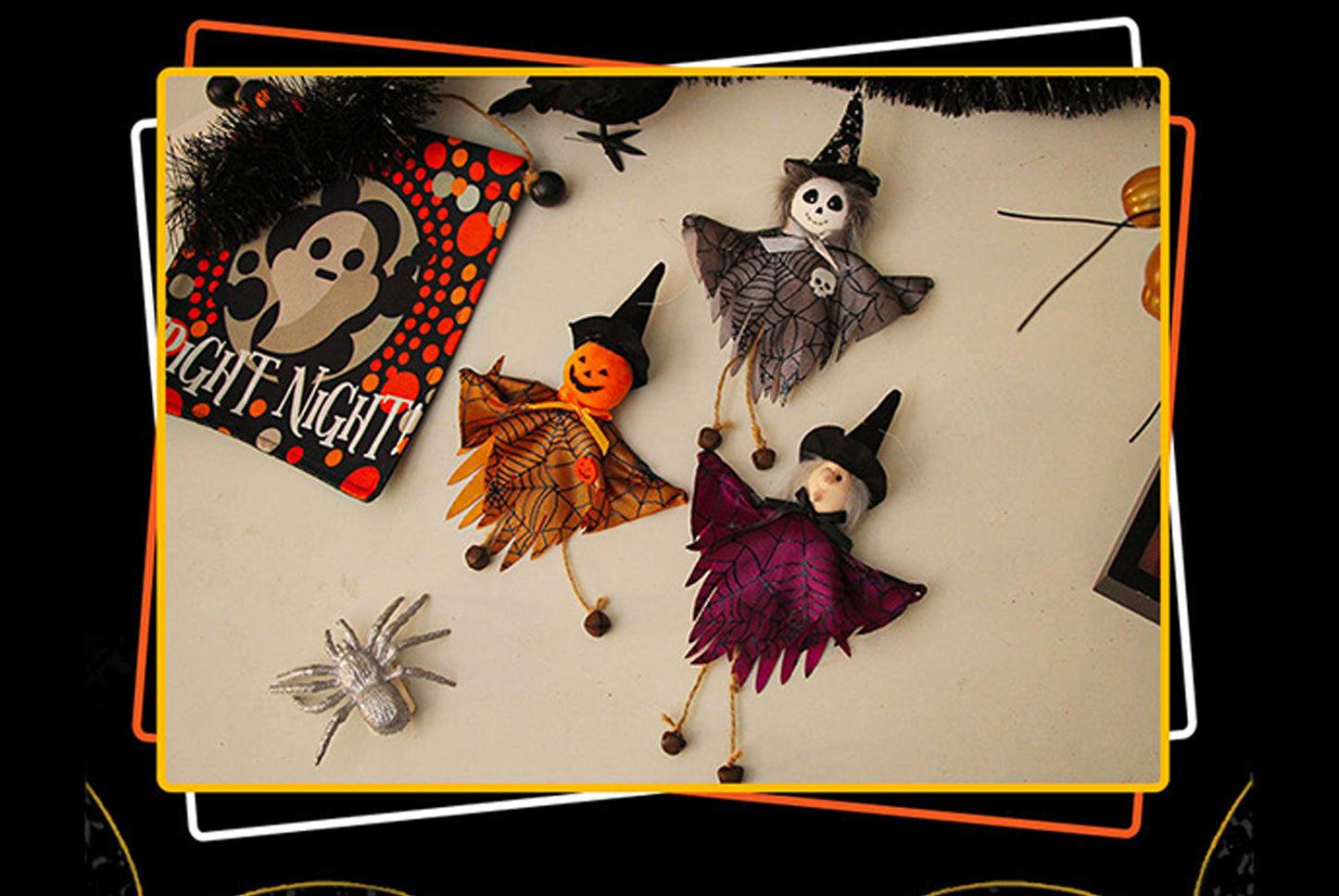 **Halloween Decorations, Halloween Pumpkin Ghost Witch Doll, Party Figure Pendant**