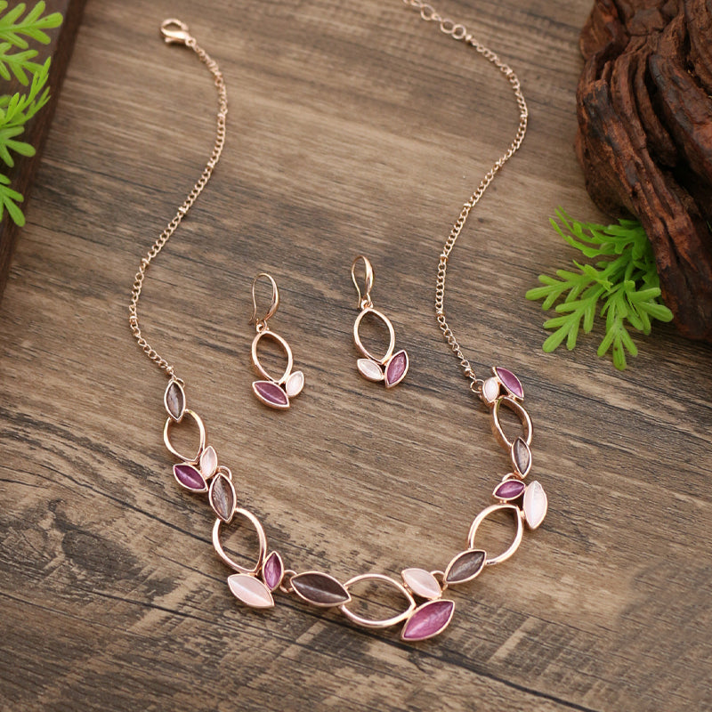 Enamel petal earrings and necklace set