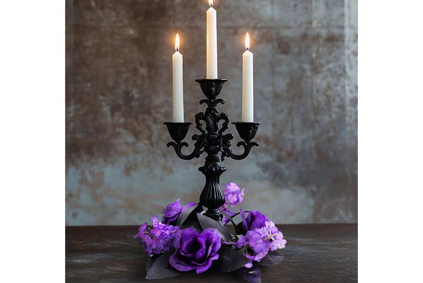 **Halloween Purple Rose Candle Garland Decoration**