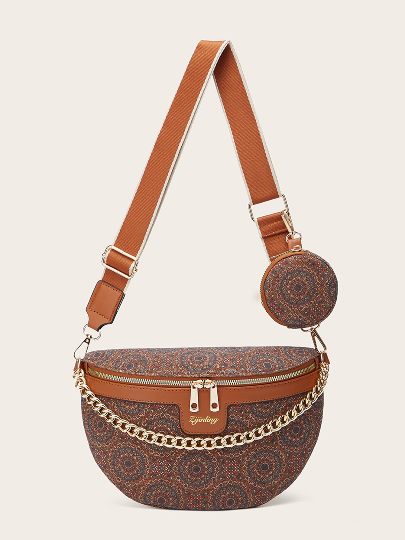 design printed crossbody waist bag