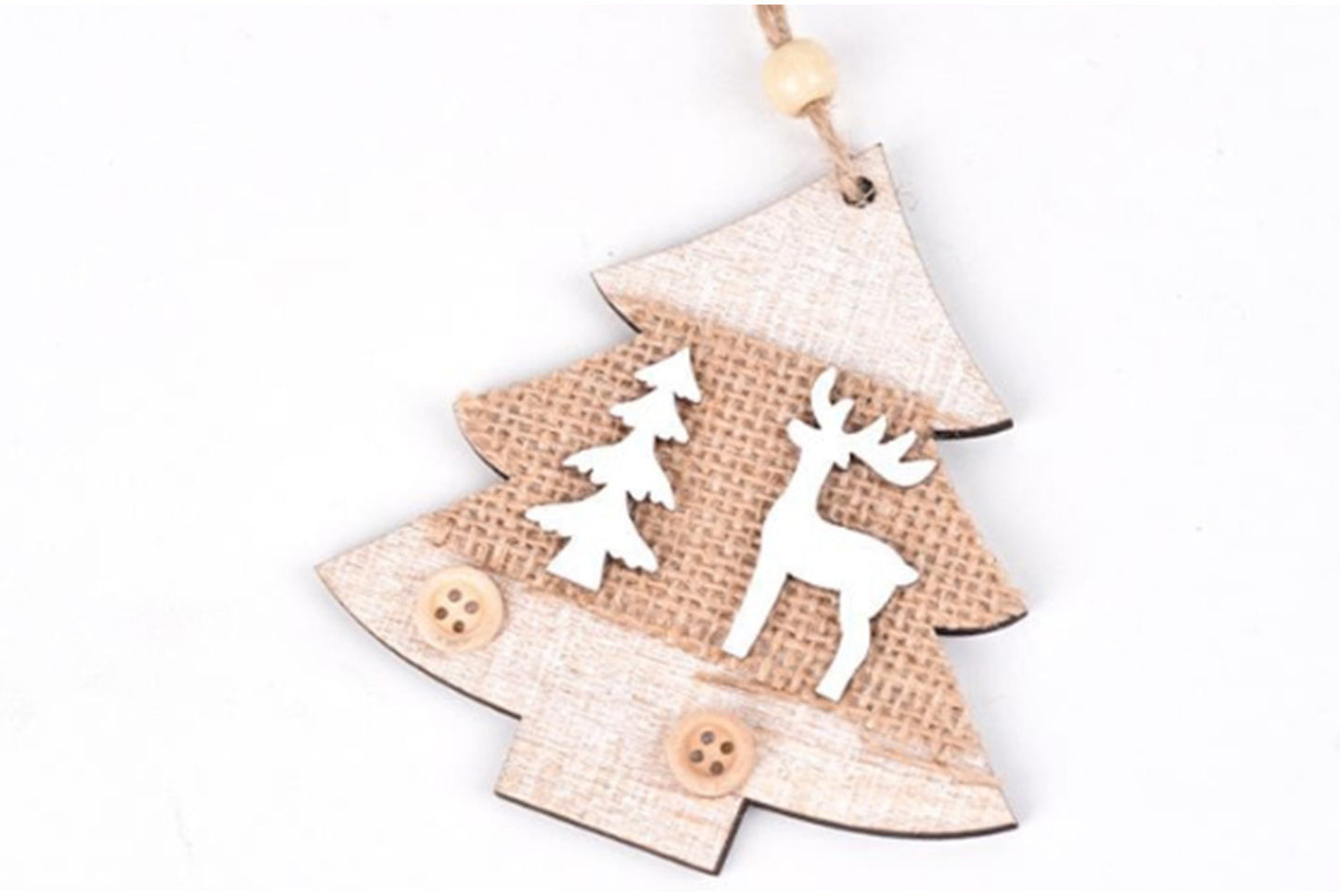**Wooden Christmas Tree Ornament Set - Classic Holiday Decoration**