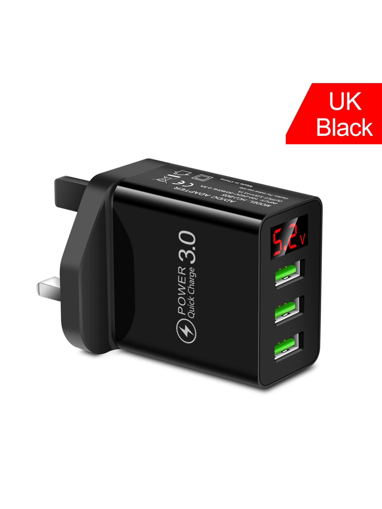 3USB digital display travel charger