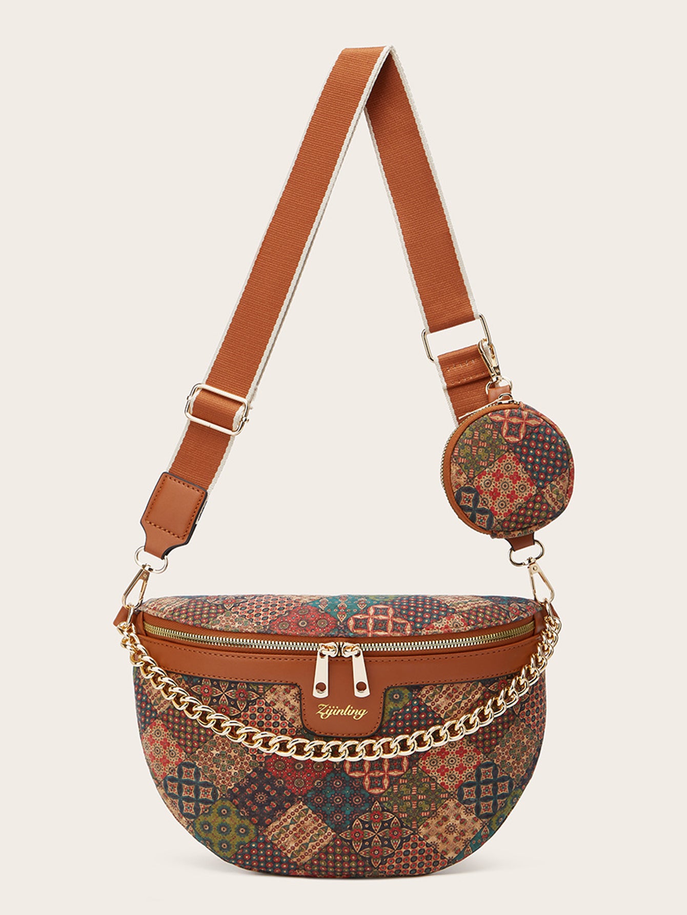design printed crossbody waist bag