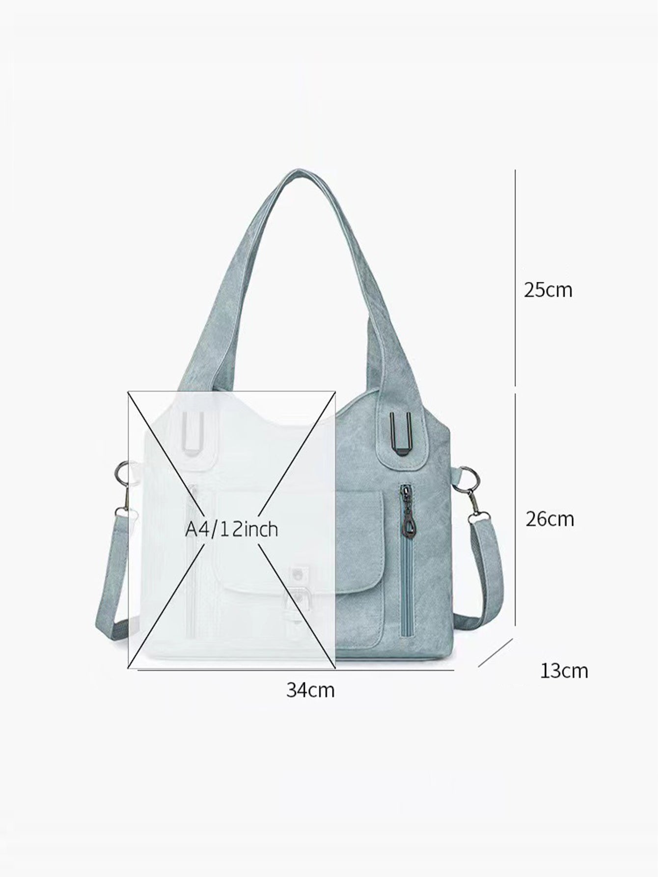 Large-capacity retro PU tote bag