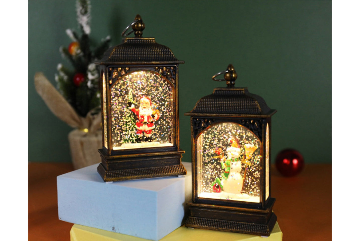 **Christmas Luminous Water-Filled Flat Lantern - Various Desktop Ornaments**