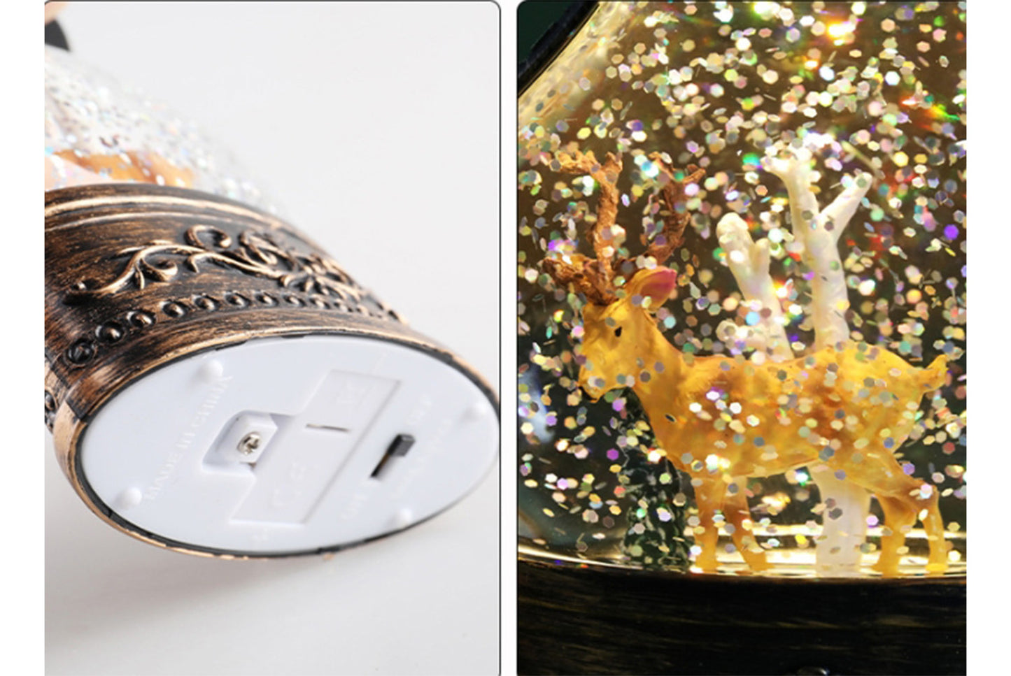 Christmas Snowflake Crystal Ball Night Light - Santa Claus Tree Fun Ornament*