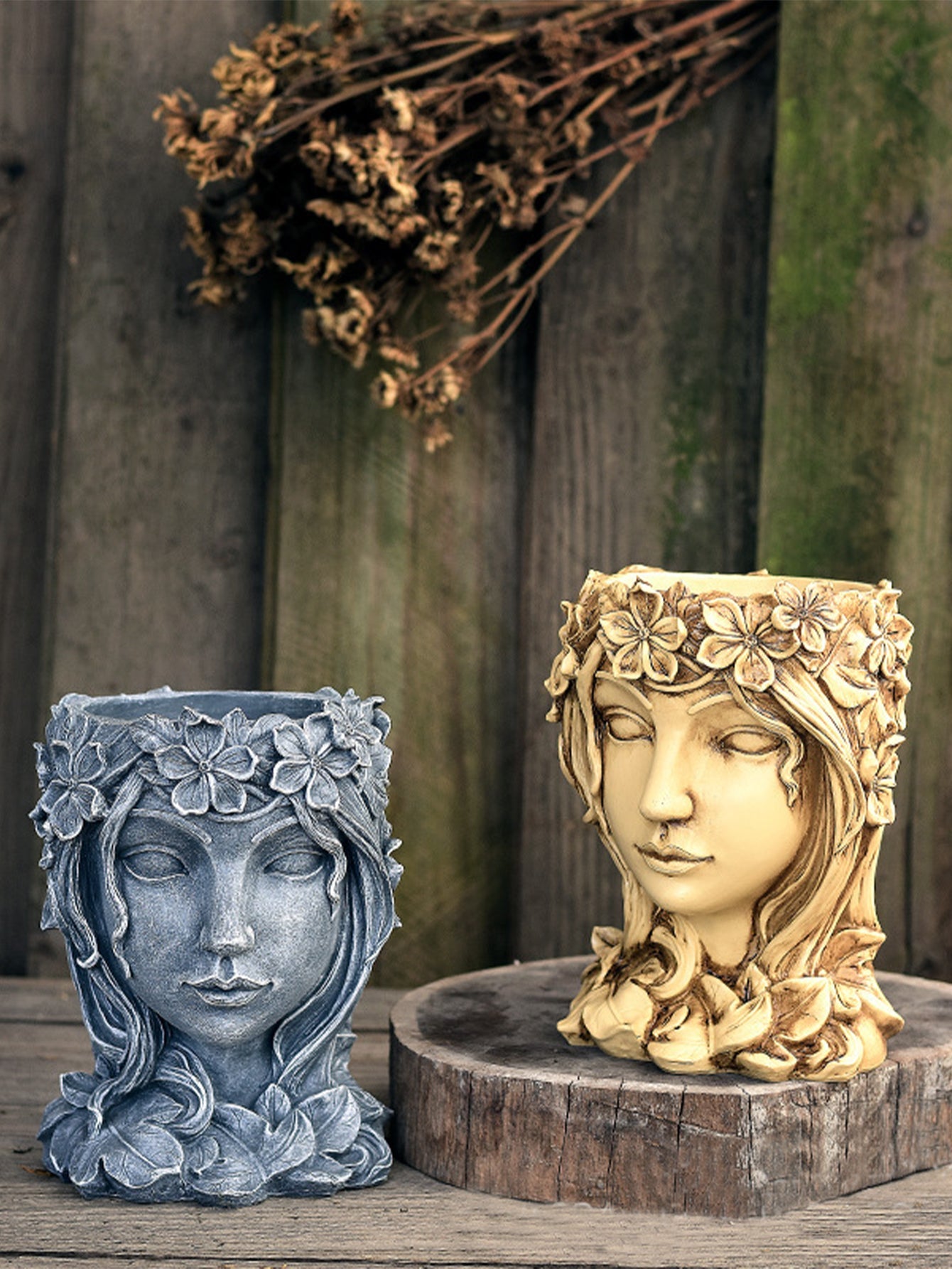 Elegant Resin Goddess Planter with Succulents