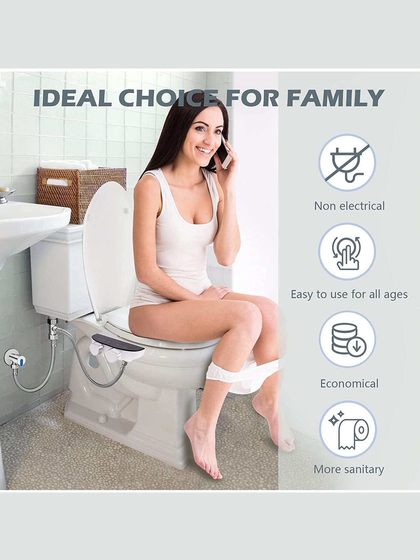 Electricity-Free Bidet Attachment: Ultra-Thin Manual Hygiene Washer