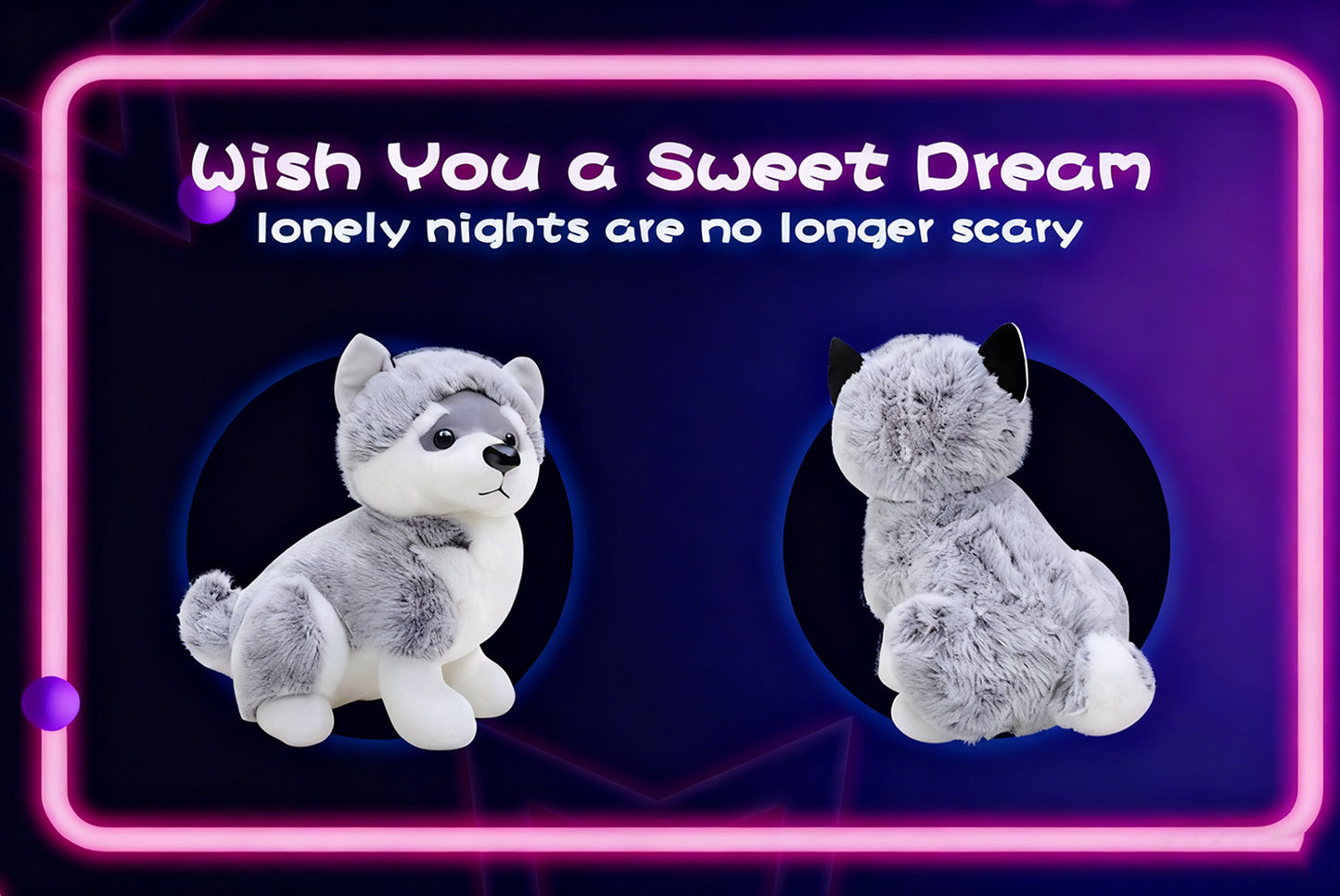 **Colorful Musical Luminous Husky | Sleep-Soothing Plush Toy**