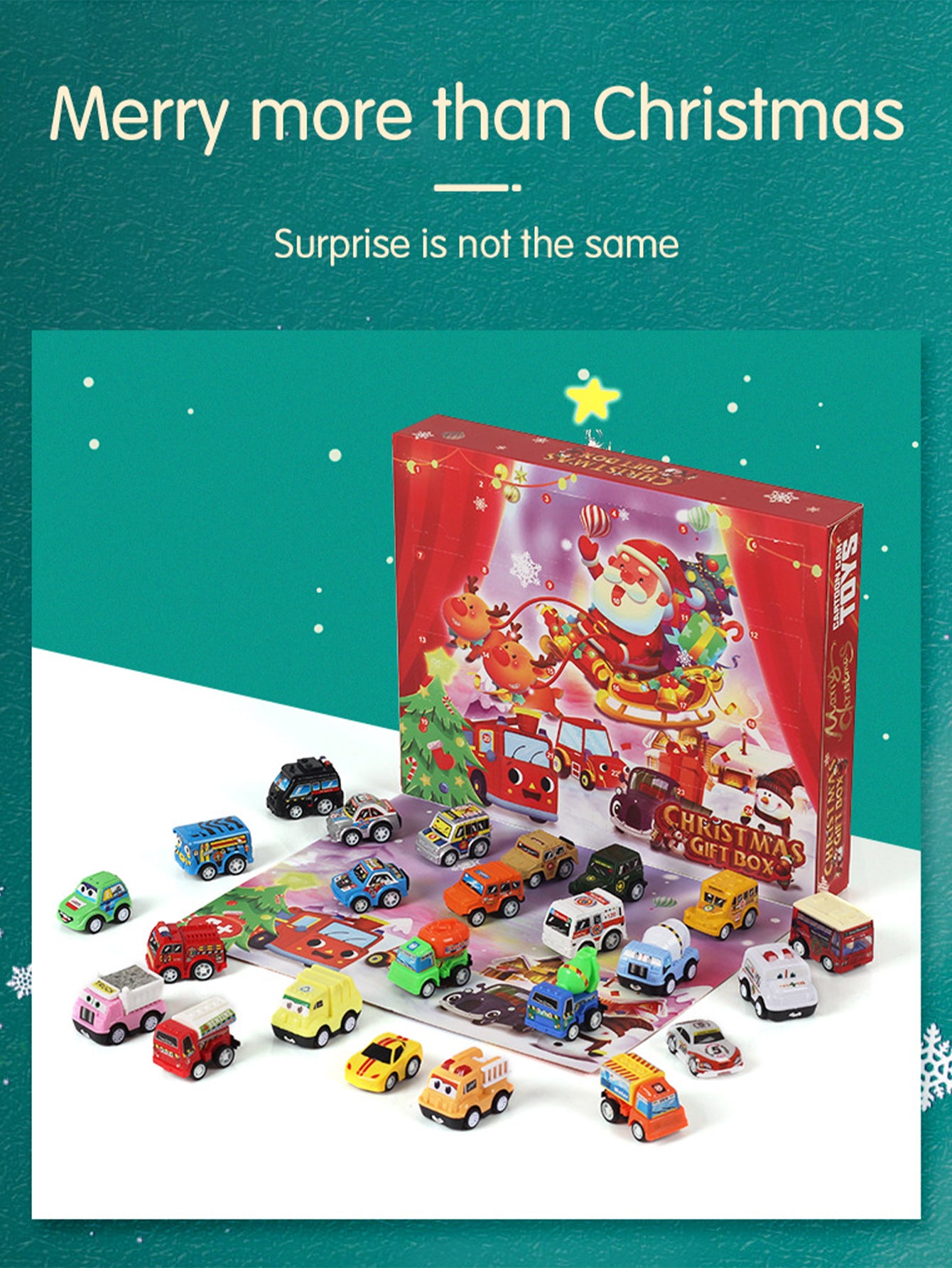 Christmas Countdown Calendar Blind Box Pull Back Car Toys