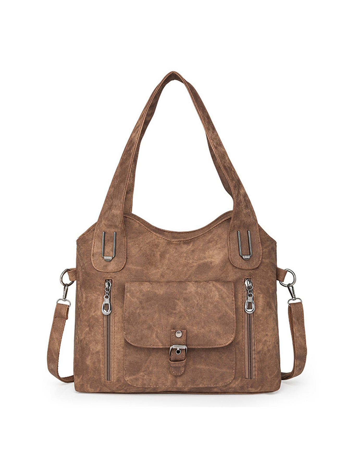 Large-capacity retro PU tote bag