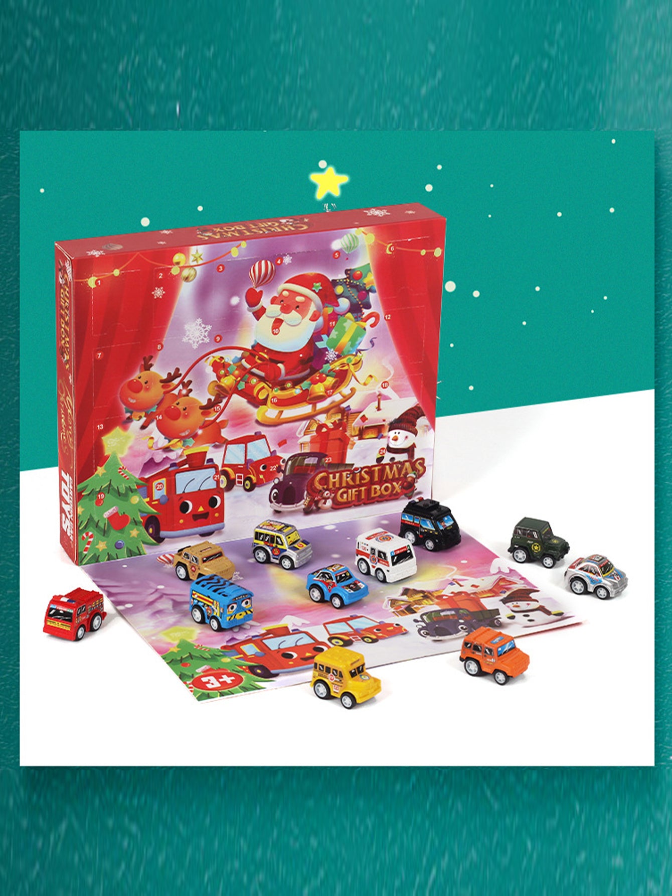 Christmas Countdown Calendar Blind Box Pull Back Car Toys
