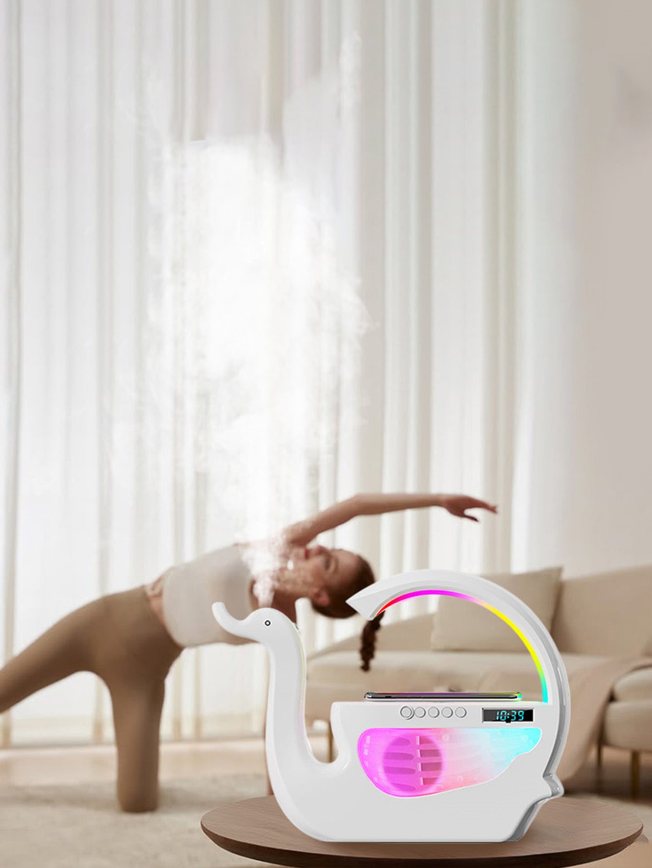 Swan Wireless Charging Bluetooth Speaker Clock Humidifier
