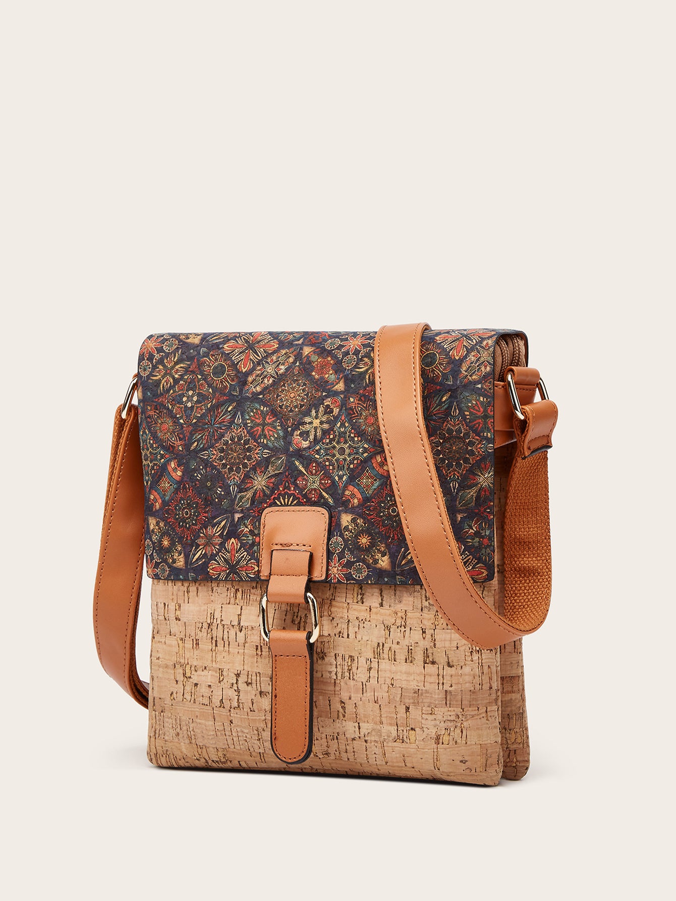 vertical bark pattern printed women's bag