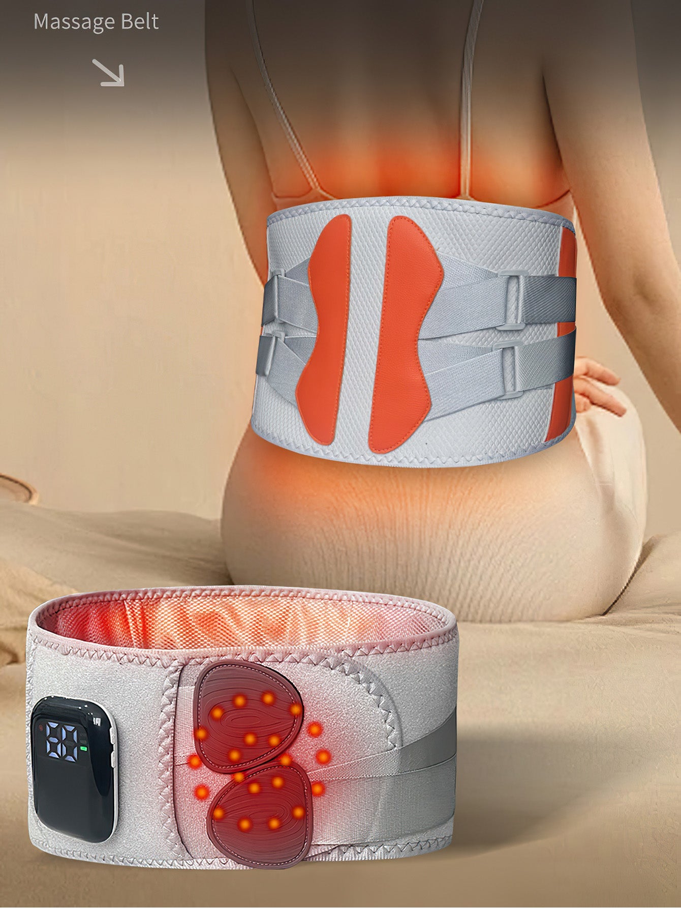 Massage Waist Belt with Red Light Therapy - 3 Colours