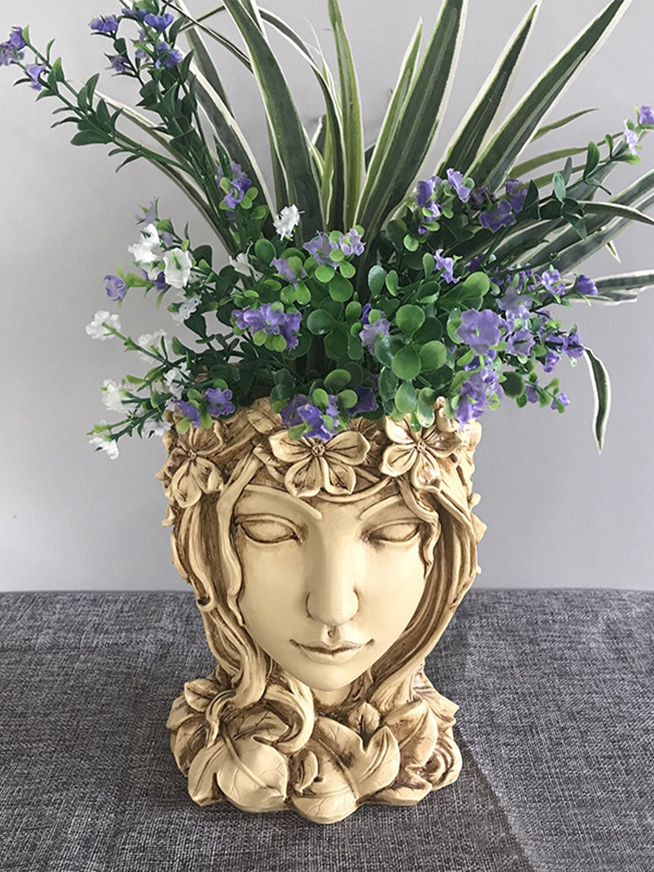 Elegant Resin Goddess Planter with Succulents