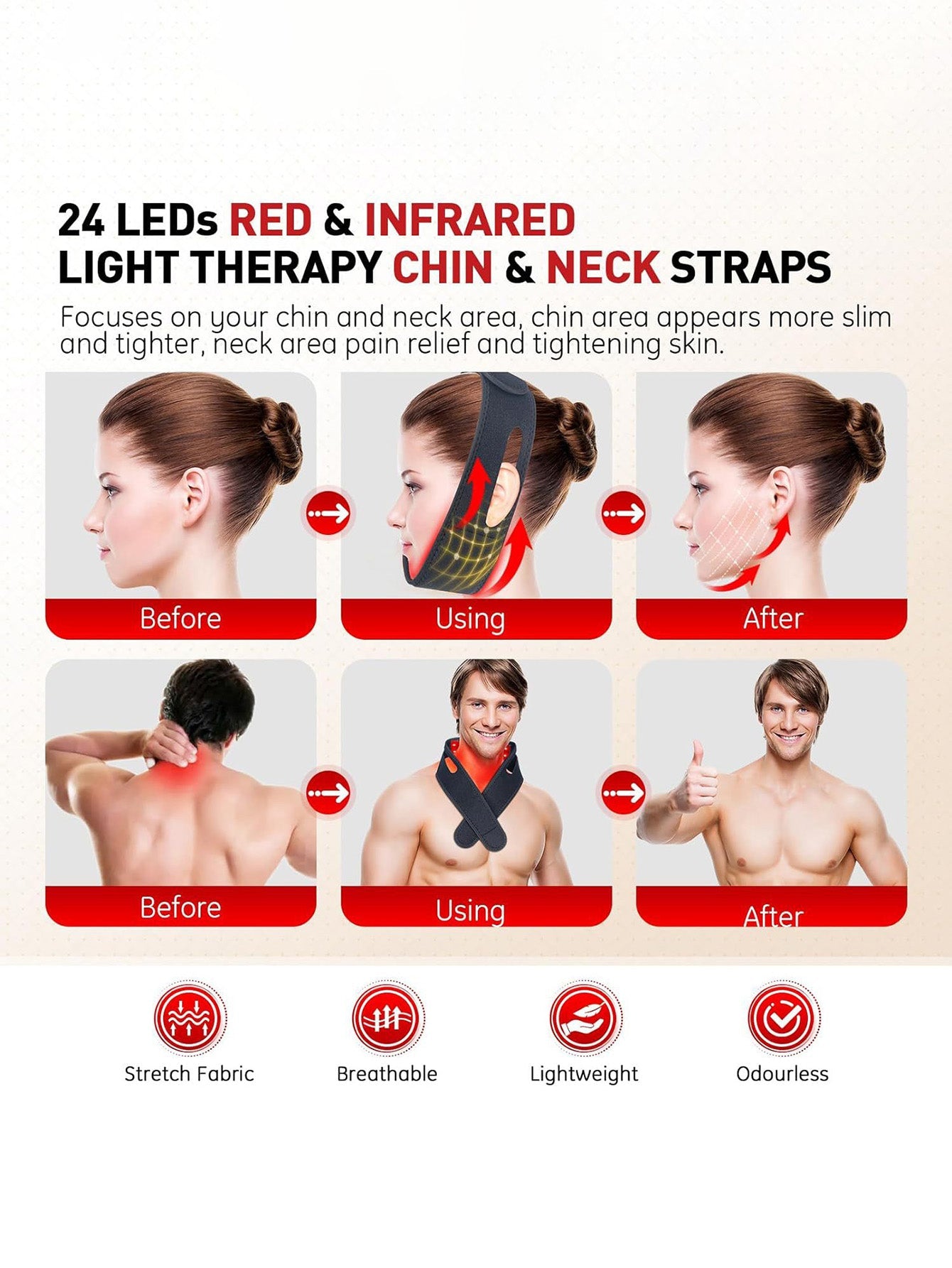 Red Light Therapy Chin & Neck Strap