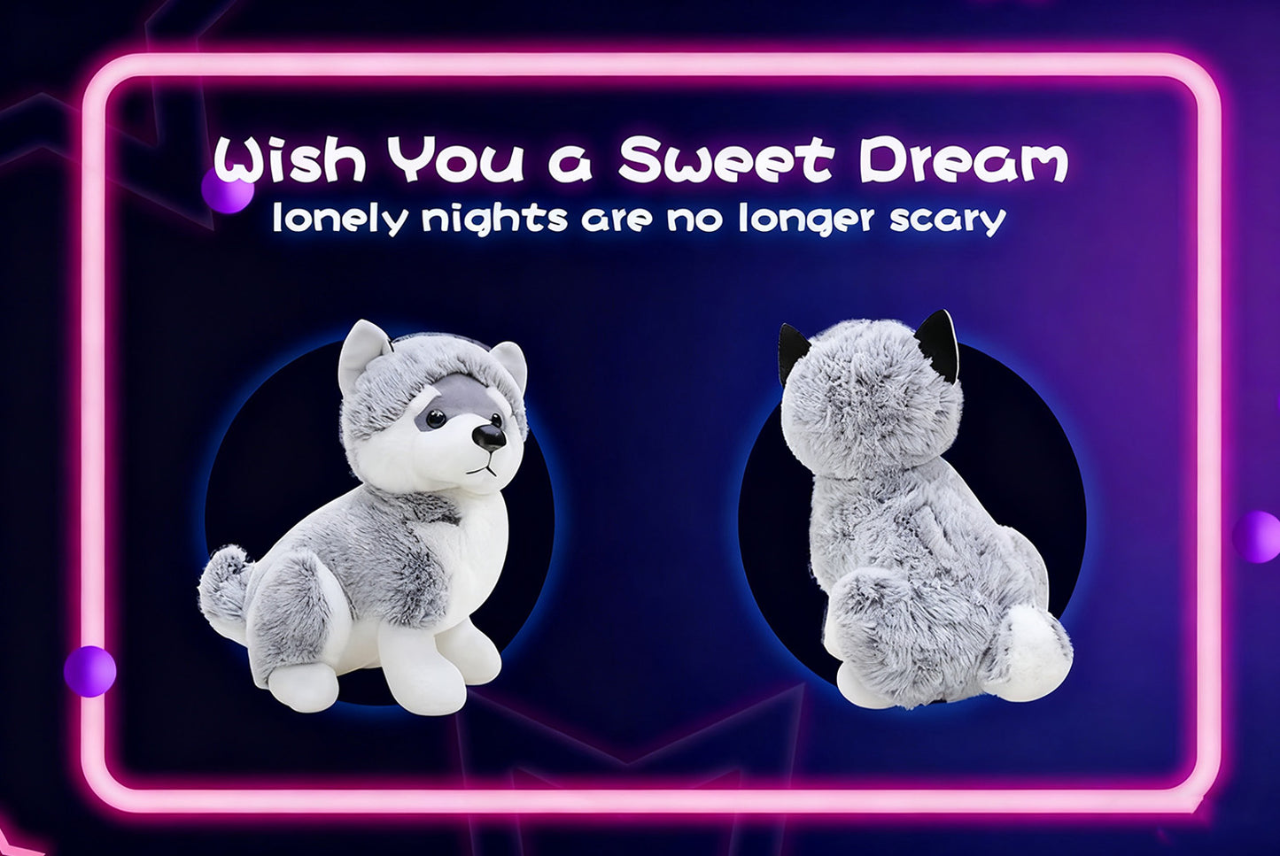 **Colorful Musical Luminous Husky | Sleep-Soothing Plush Toy**