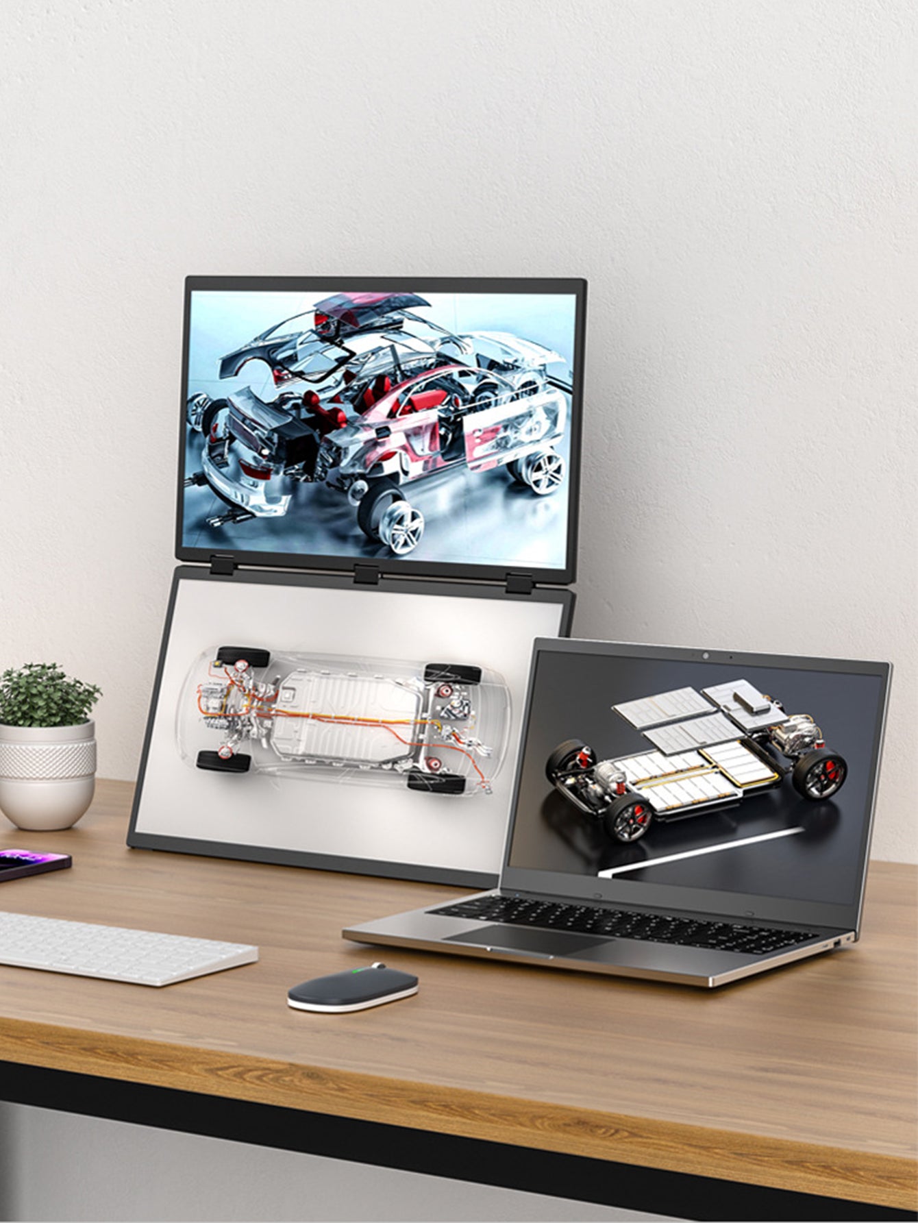 Touchscreen portable displa