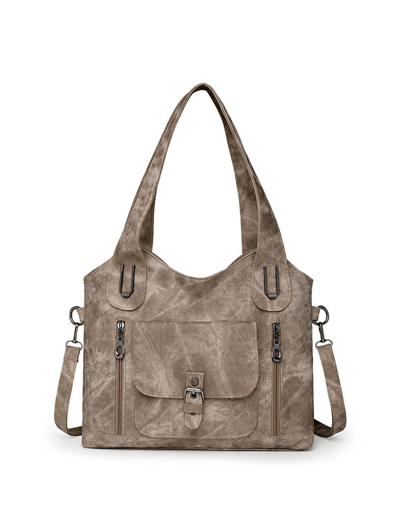 Large-capacity retro PU tote bag