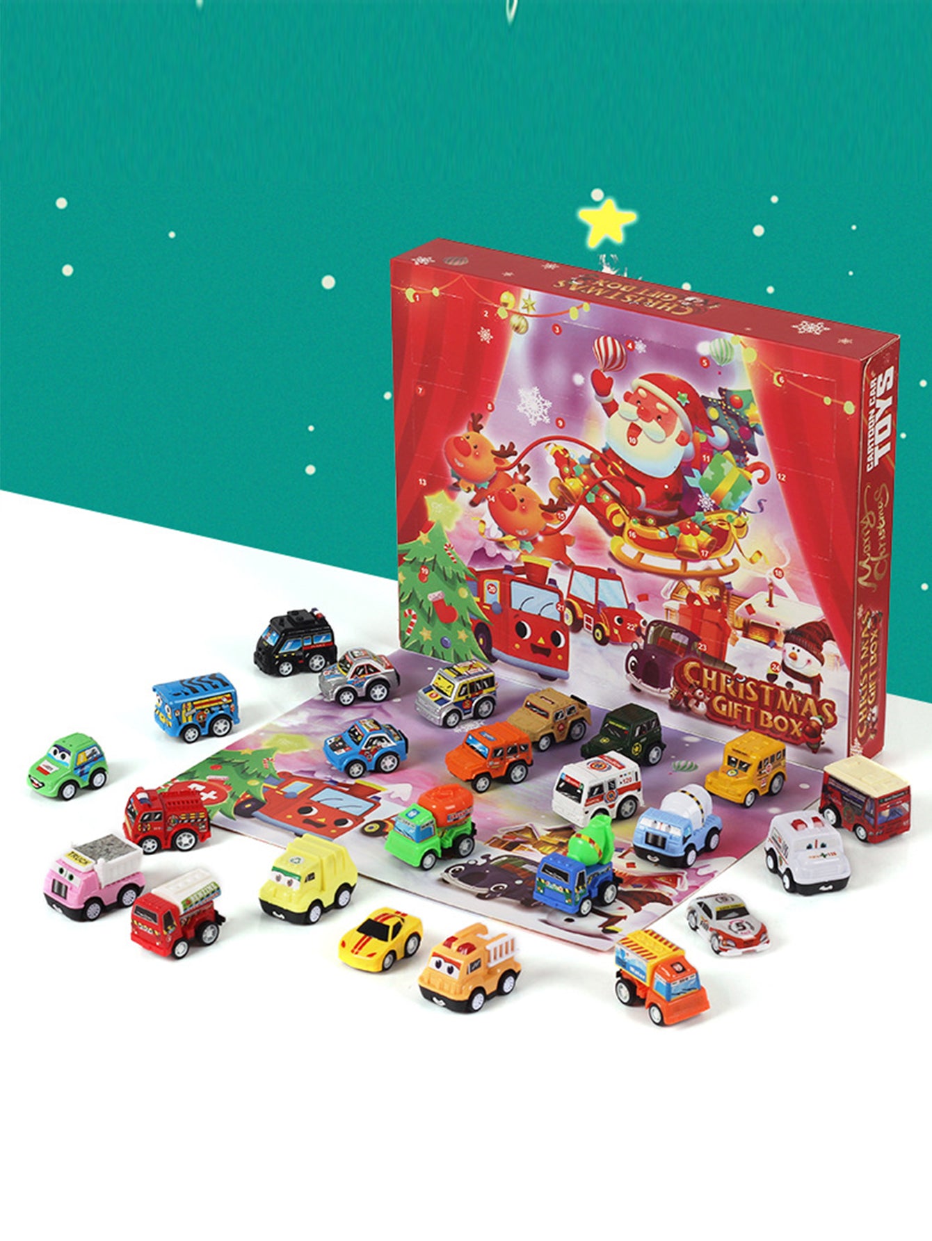 Christmas Countdown Calendar Blind Box Pull Back Car Toys