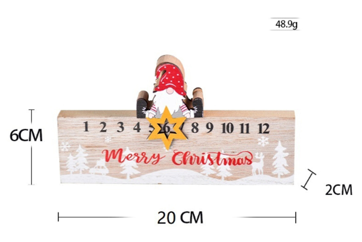 **Christmas Wooden Countdown Ornament - Faceless Old Man Creative Calendar**