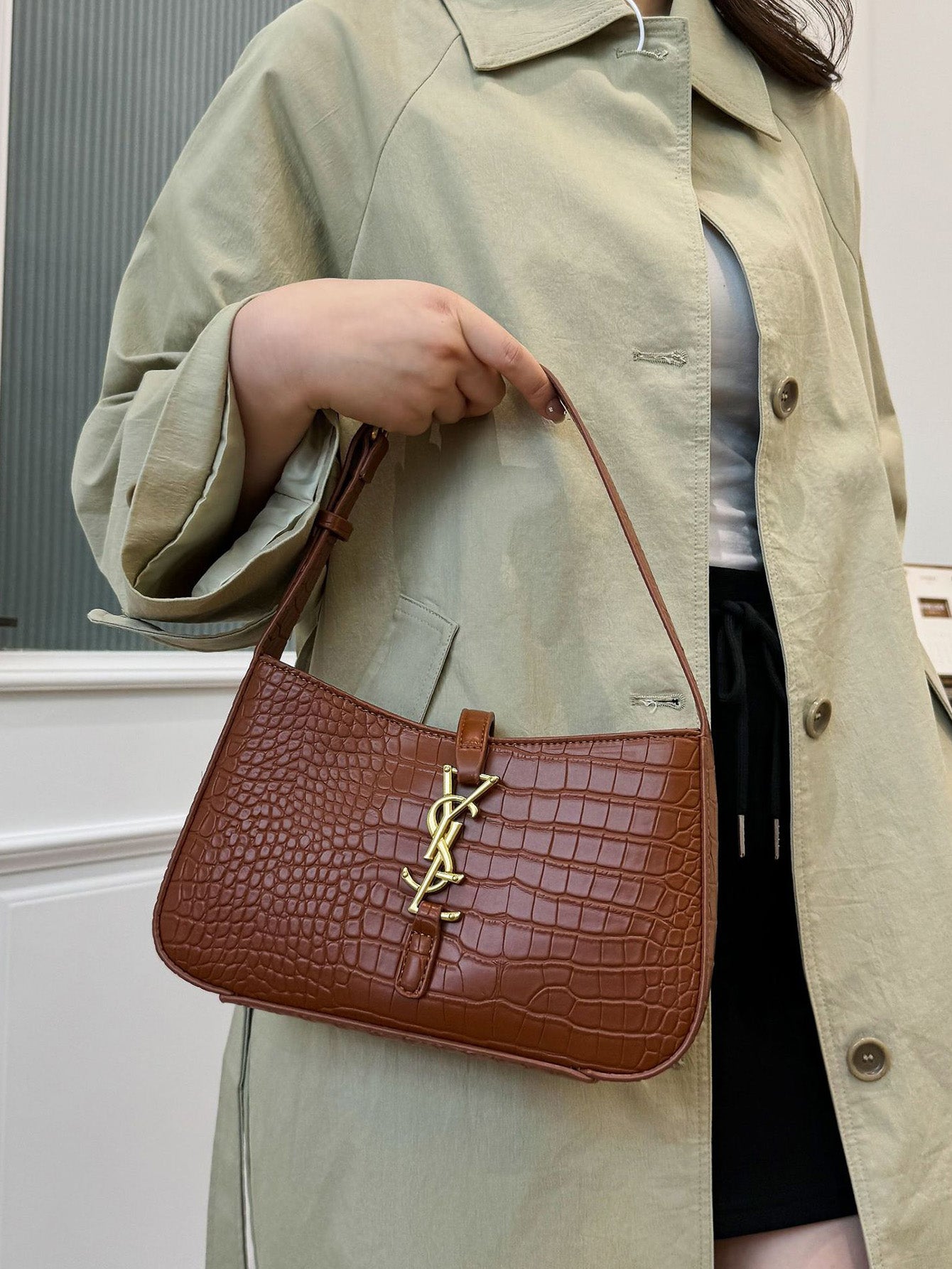 Chic Croc-Textured Underarm Bag – Trendy & Versatile - 8 Colors