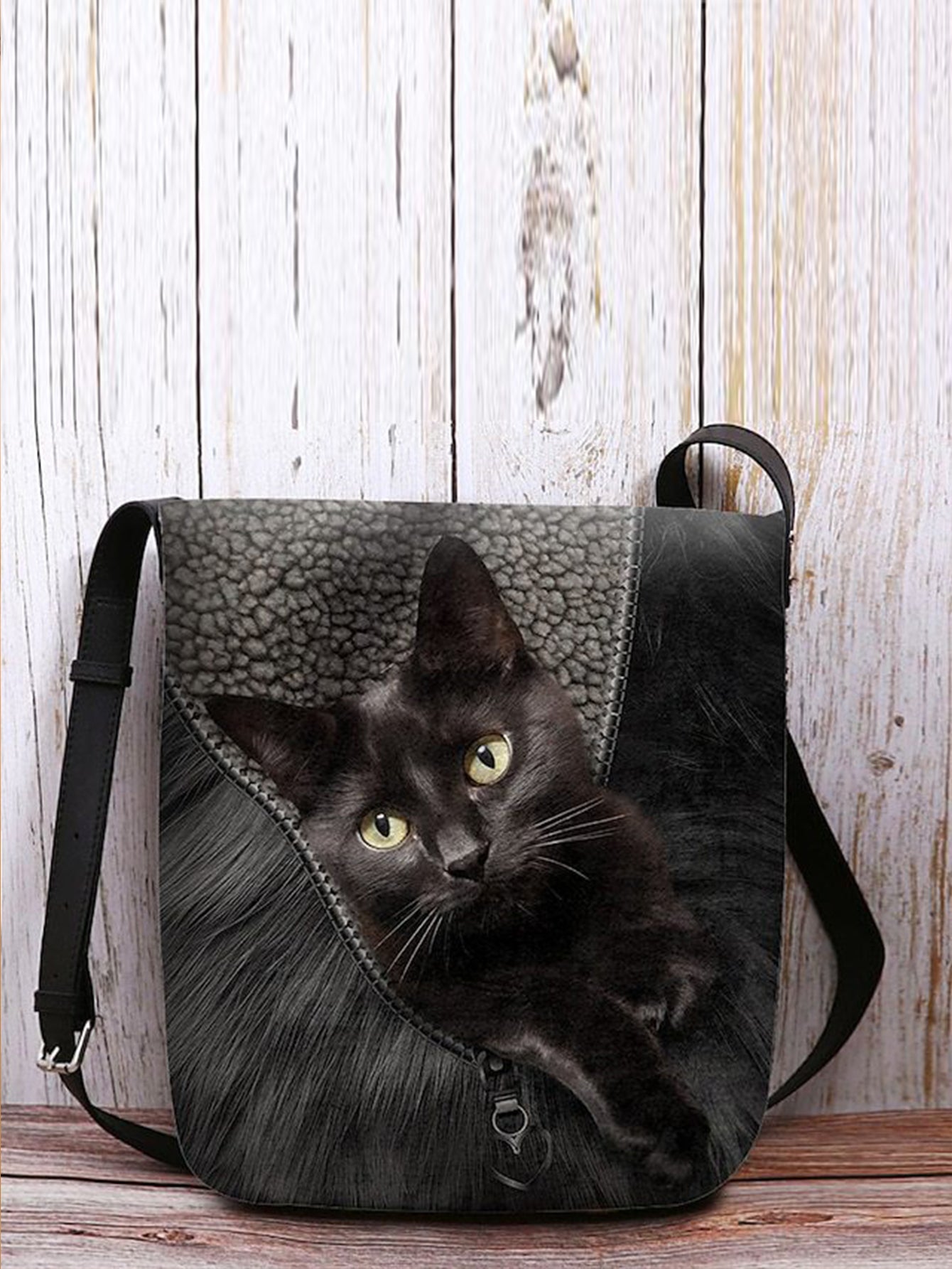 Fashionable cat print messenger bag