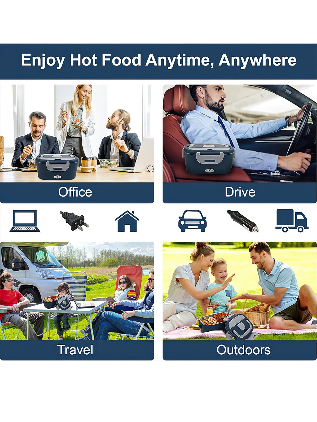 1.5L 304 Stainless Steel Lunch Box: Portable Food Warmer for Car & Dorm Use