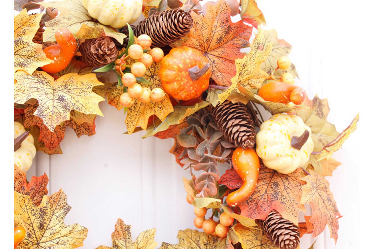 **Autumn Pumpkin Pine Cone Wreath Door and Window Decoration**
