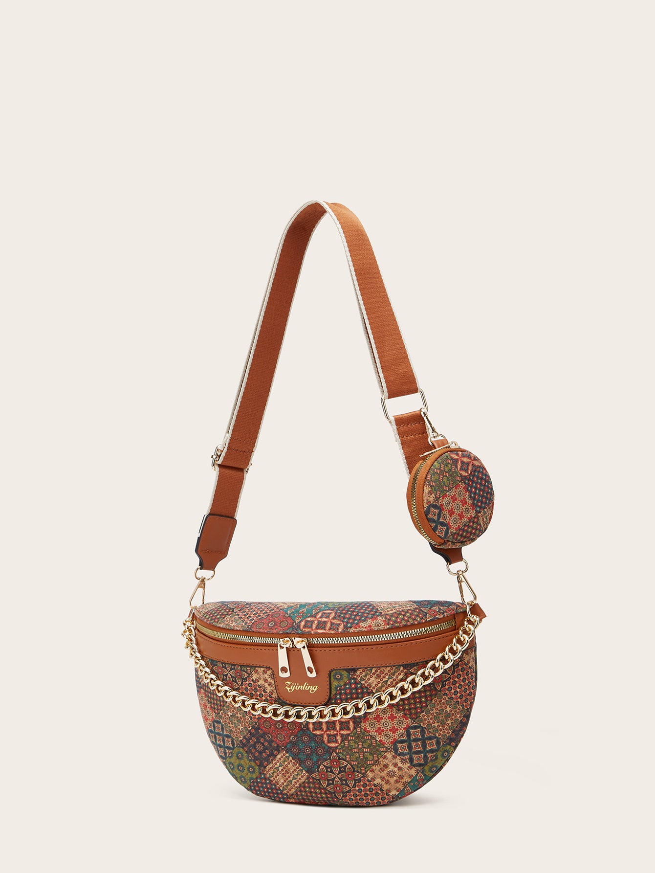design printed crossbody waist bag