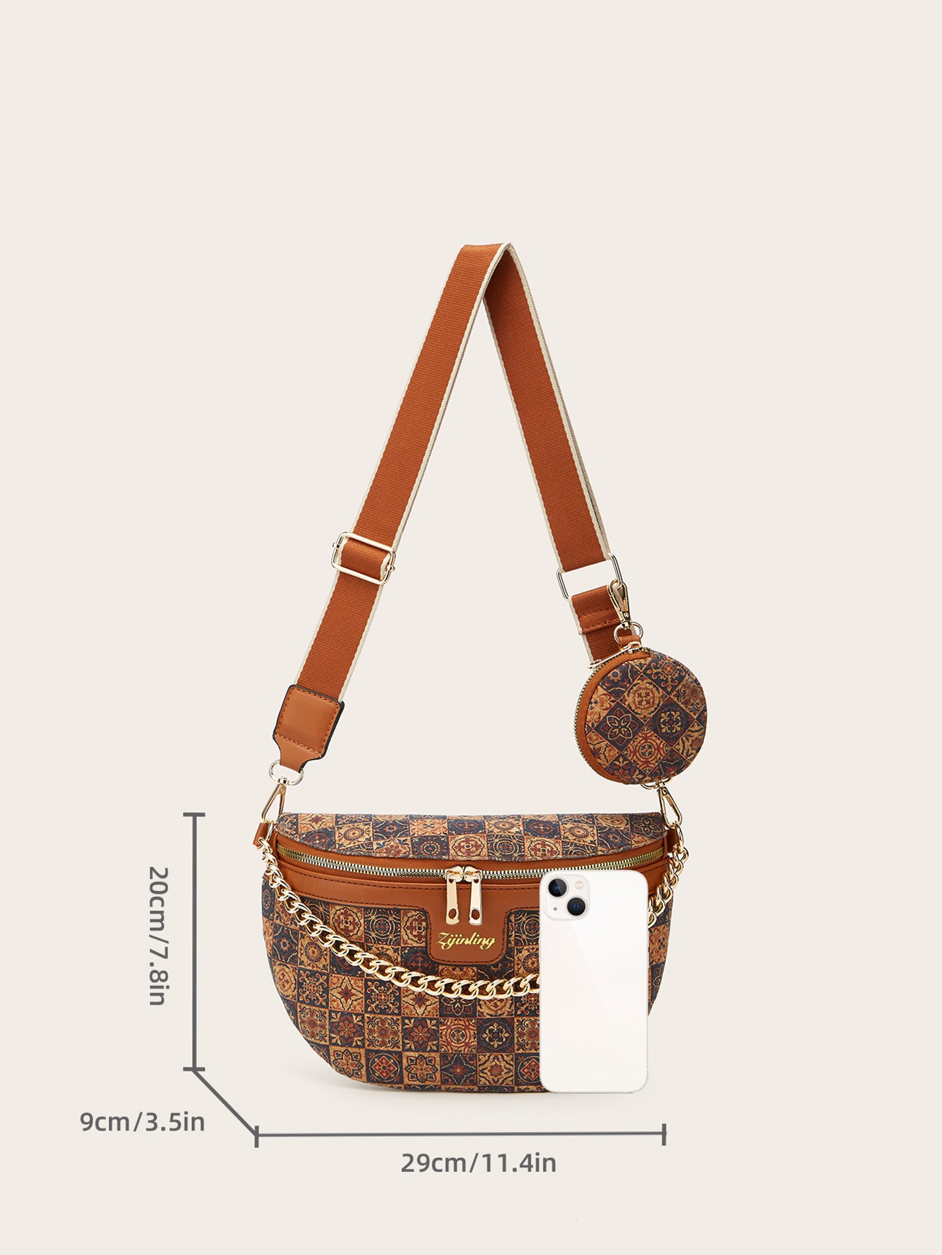 design printed crossbody waist bag