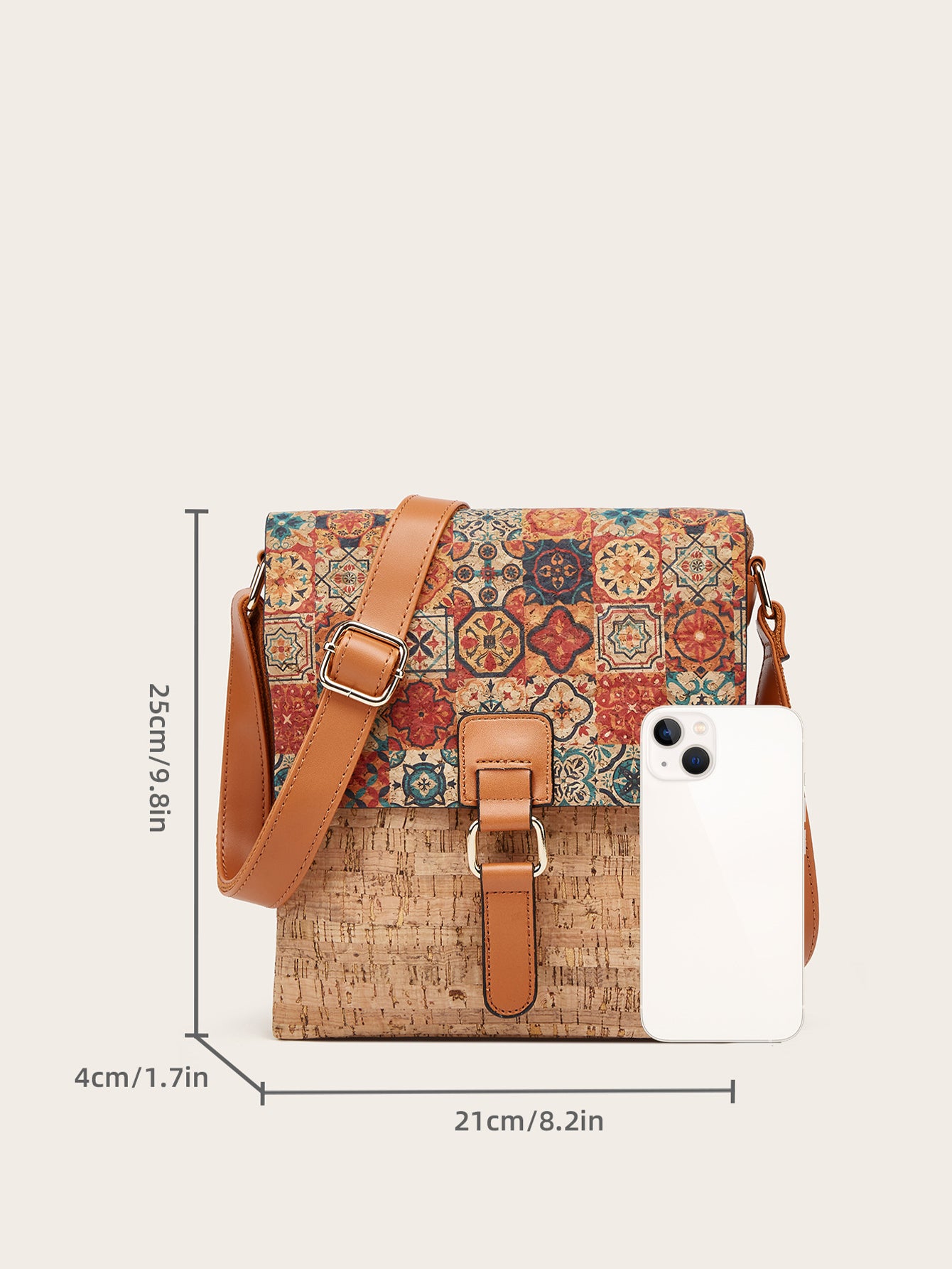 vertical bark pattern printed women's bag