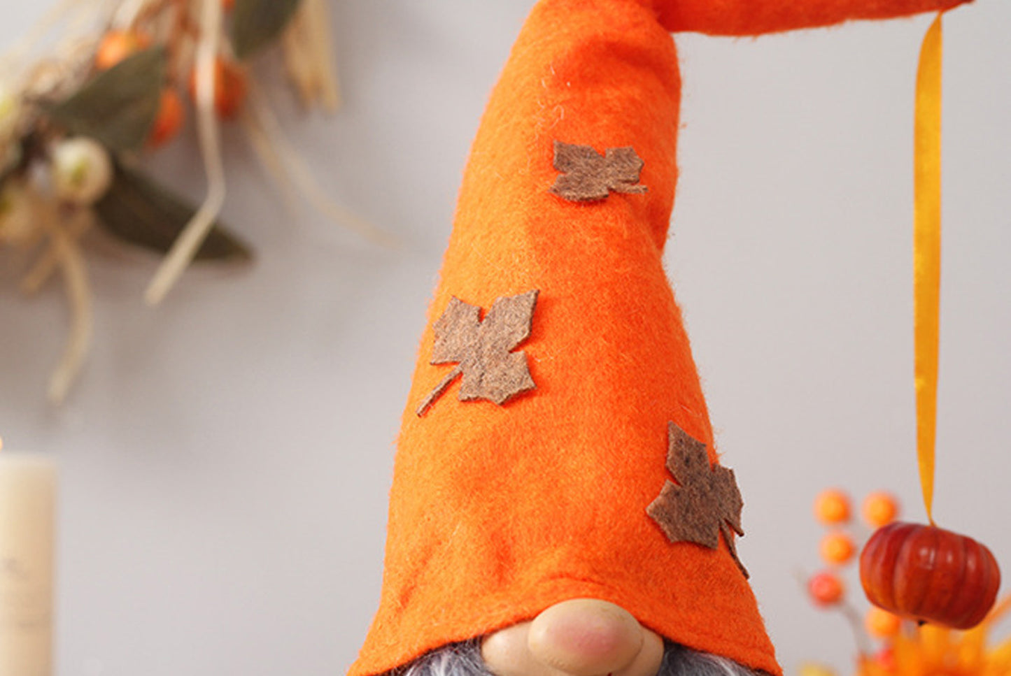 **Autumn Harvest Festival Faceless Doll Standing Sunflower and Pumpkin Ornament**