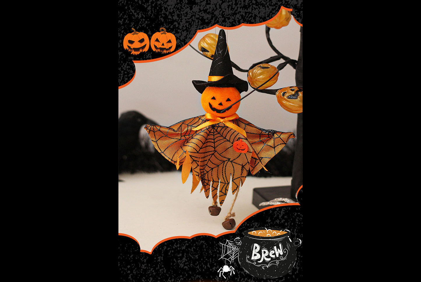 **Halloween Decorations, Halloween Pumpkin Ghost Witch Doll, Party Figure Pendant**