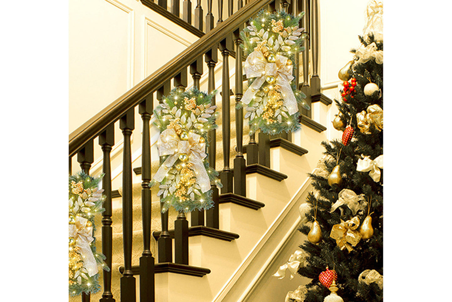 **Christmas LED Wreath - Rattan Door Curtain Decorative Hanging**