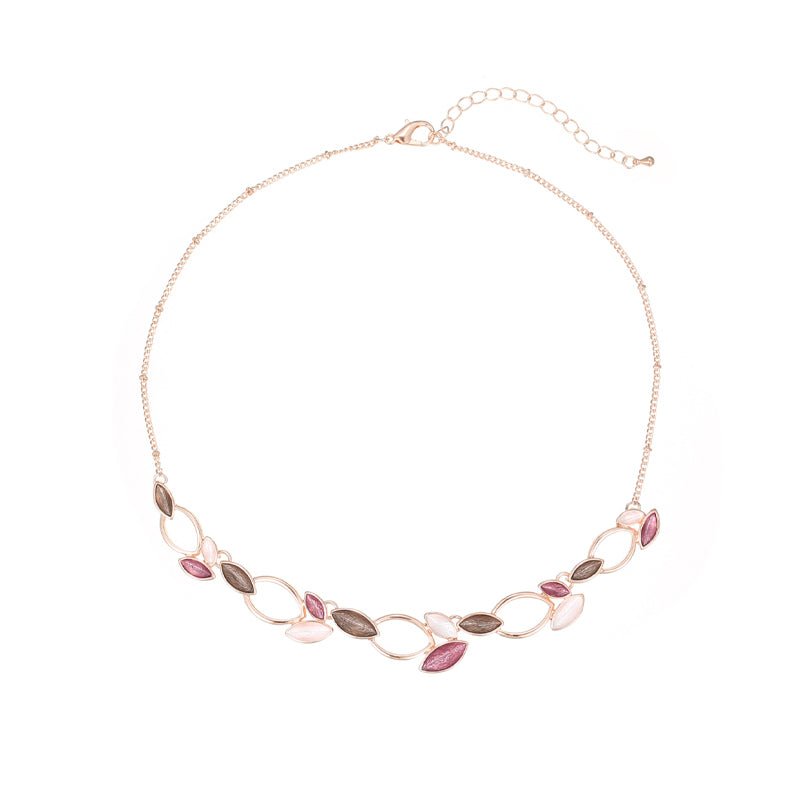 Enamel petal earrings and necklace set