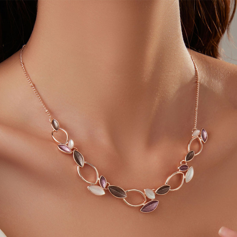 Enamel petal earrings and necklace set